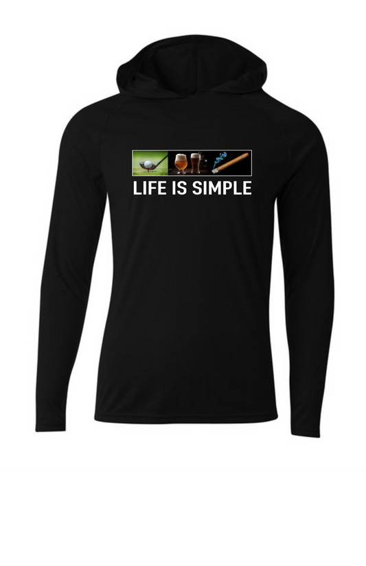 LIFE IS SIMPLE LONG SLEEVE HOODED TEE (BEER)