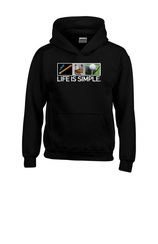 LIFE IS SIMPLE LONG SLEEVE HOODED TEE (BOURBON)